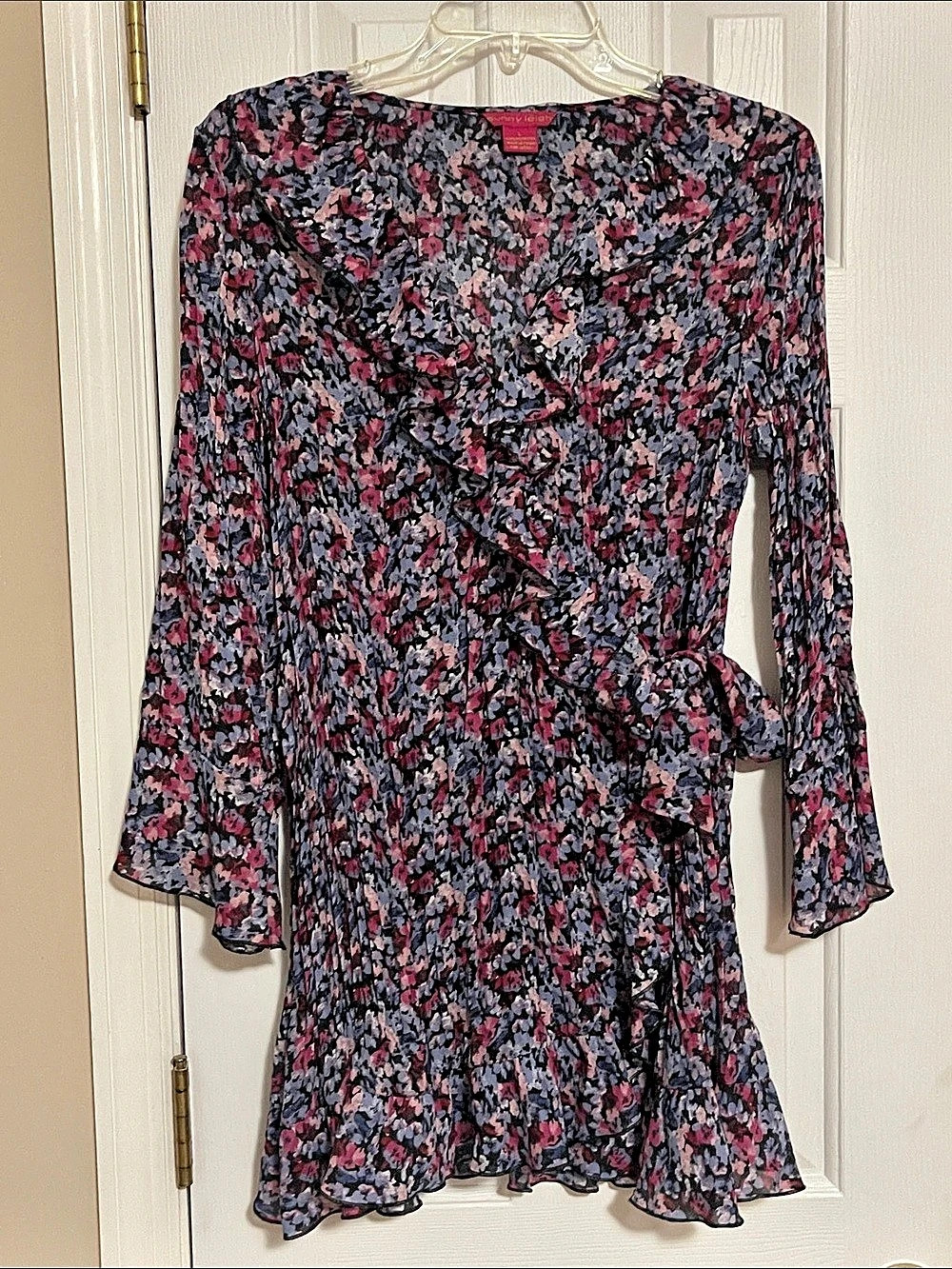 Lucy Paris Floral Mini Dress in Black & Pink